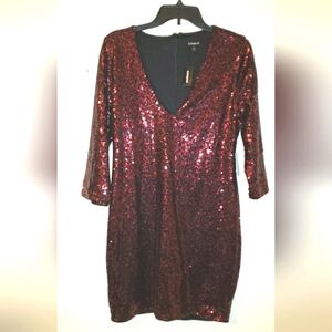Express dark red sequin dress size 10 NWT  (cpd117)